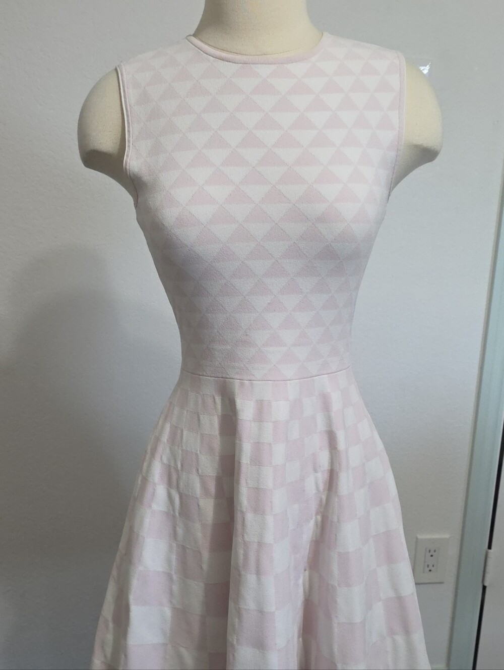 Ted Baker Light Pink & White Geometric Fit-and-Flare Skater Dress